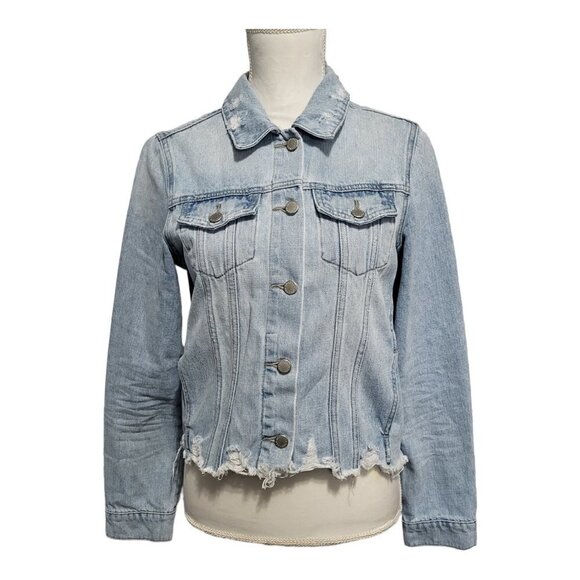 JUST USA Distressed Jean Jacket Size Small - Picture 1 of 11